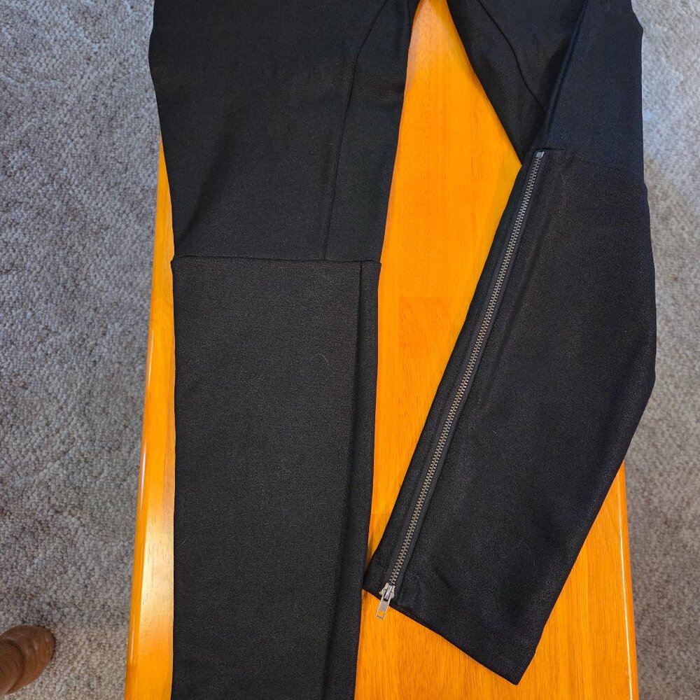 Lyssé Black Faux Leather Moto Zip-Leg Pants